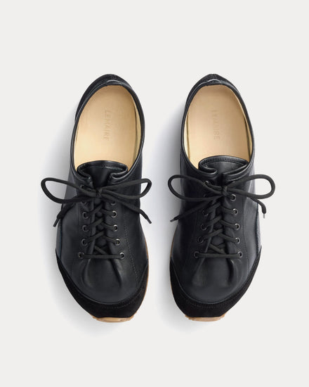 Lemaire Gummy Grips Mixed Leather Black Low Top Sneakers - 2