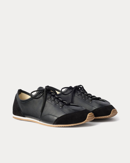 Lemaire Gummy Grips Mixed Leather Black Low Top Sneakers - 3