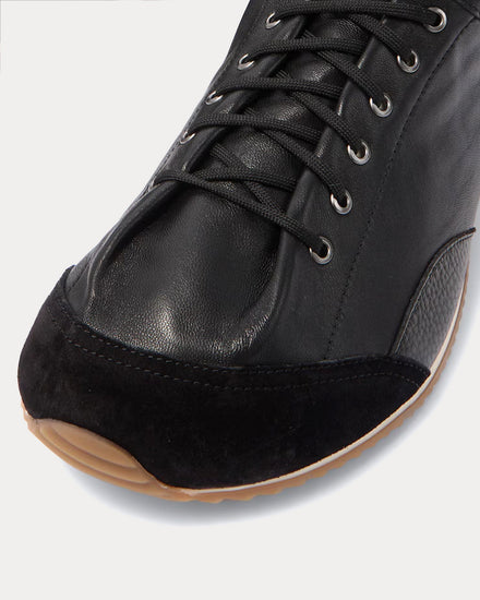 Lemaire Gummy Grips Mixed Leather Black Low Top Sneakers - 6