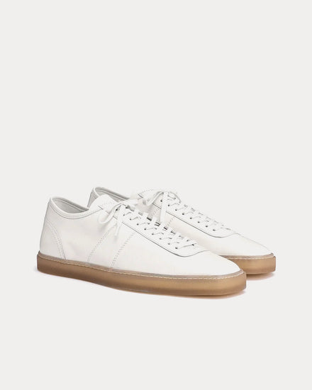 Lemaire Linoleum Laced Up Shiny Leather White Low Top Sneakers - 3