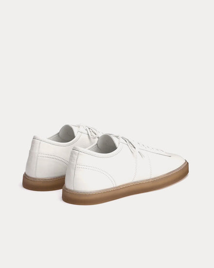 Lemaire Linoleum Laced Up Shiny Leather White Low Top Sneakers - 4