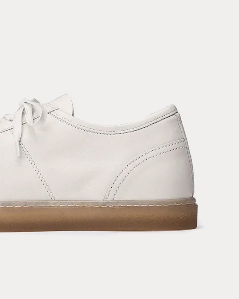 Lemaire Linoleum Laced Up Shiny Leather White Low Top Sneakers - 5