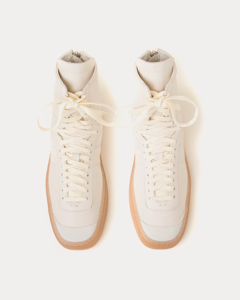 Lemaire Women's Linoleum Boxing Clay White High Top Sneakers