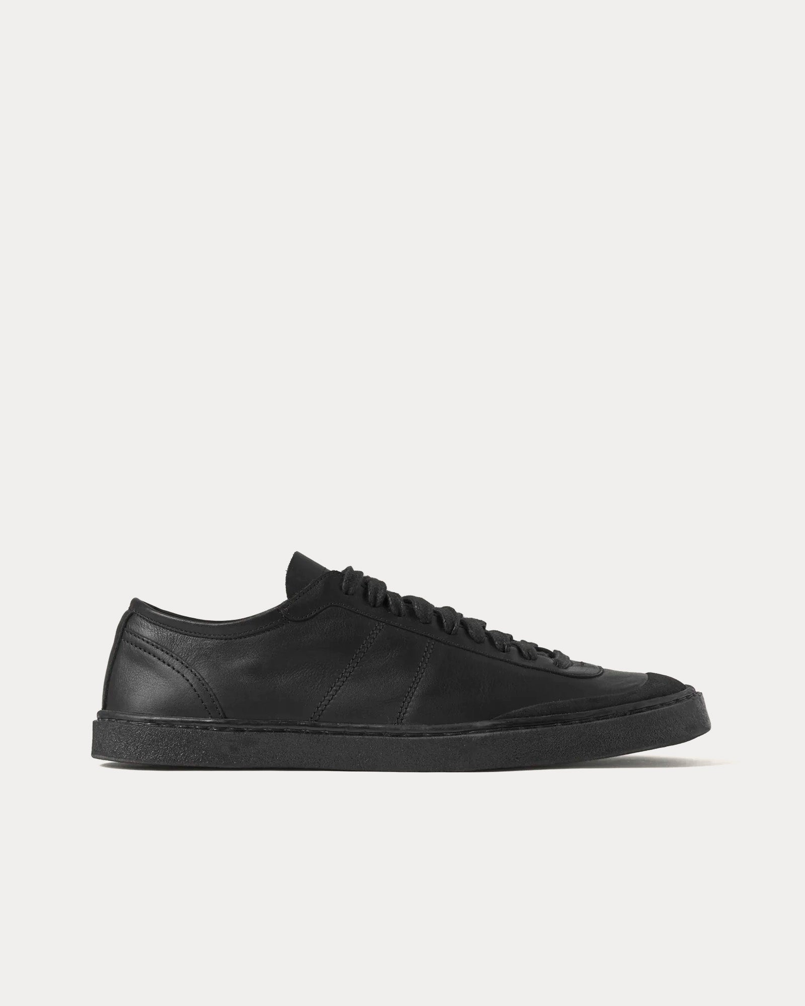 Lemaire Women's Linoleum Laced Up Soft Leather Black Low Top Sneakers