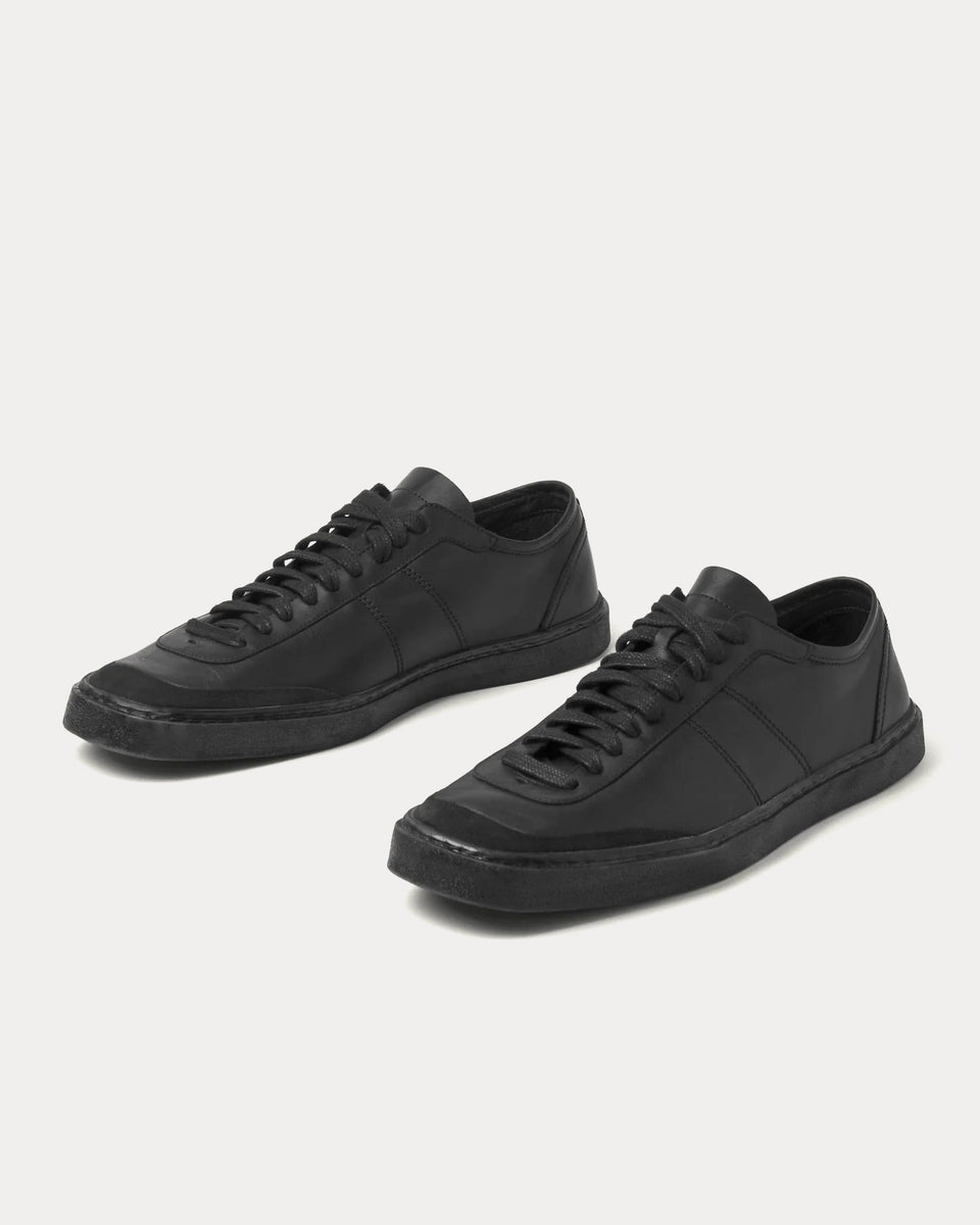 Lemaire Linoleum Laced Up Soft Leather Black Low Top Sneakers - Sneak ...