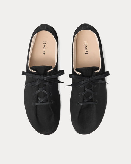Lemaire Souris Cotton Canvas Black Low Top Sneakers - 2