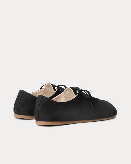 Lemaire Souris Cotton Canvas Black Low Top Sneakers - 4