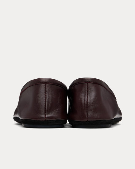 Lemaire Indoor Shiny Nappa Leather Dark Eggplant Slippers - 3
