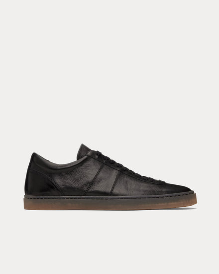 Lemaire Linoleum Laced Up Shiny Leather Black Low Top Sneakers - 1