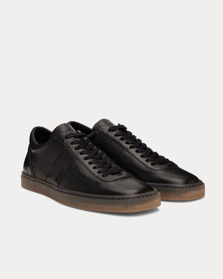Lemaire Linoleum Laced Up Shiny Leather Black Low Top Sneakers - 2