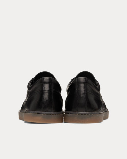 Lemaire Linoleum Laced Up Shiny Leather Black Low Top Sneakers - 3
