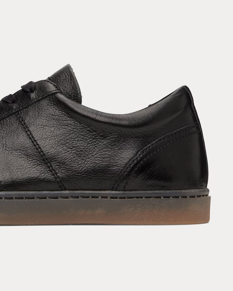 Lemaire Linoleum Laced Up Shiny Leather Black Low Top Sneakers - 4