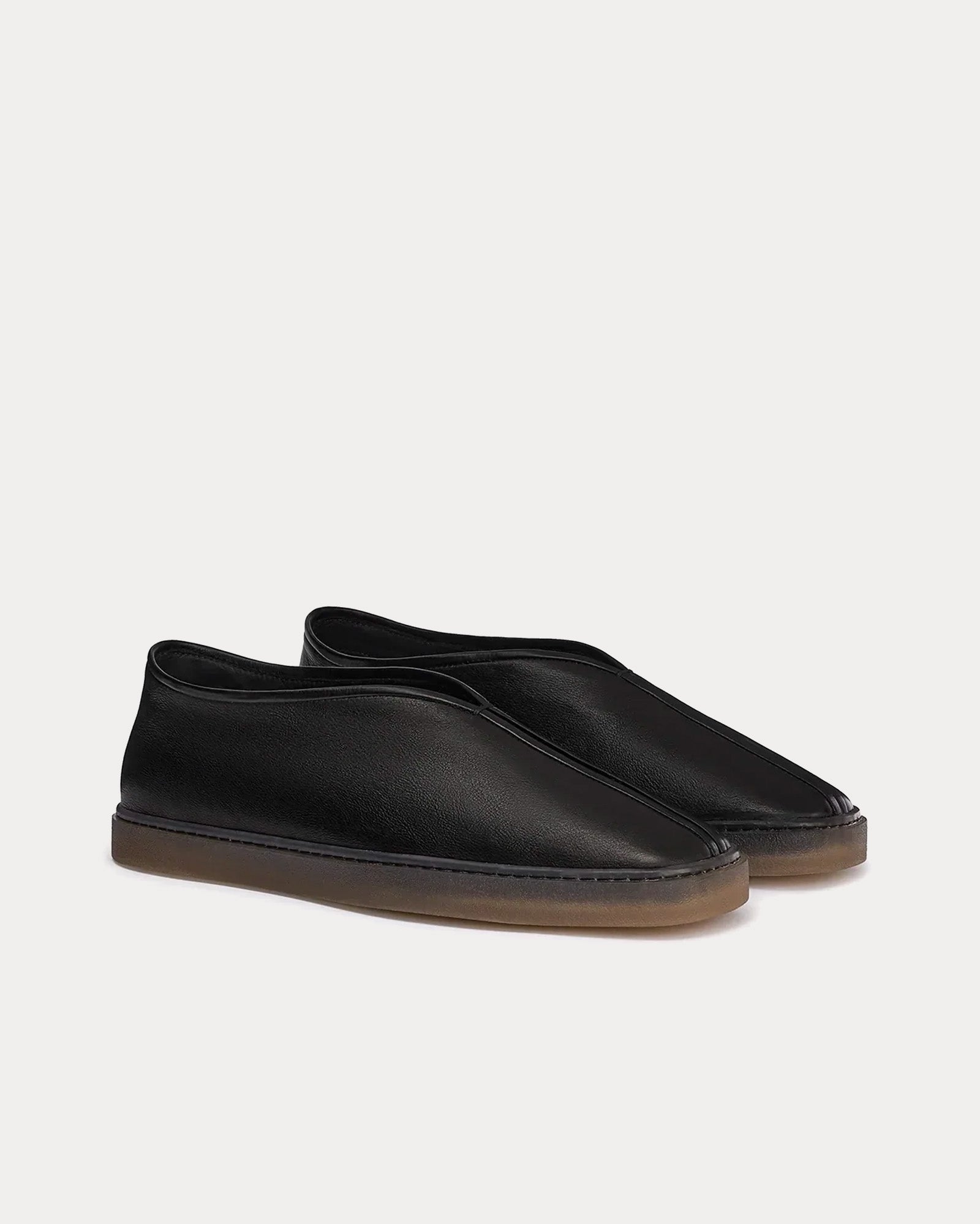 Lemaire Men s Linoleum Piped Shiny Leather Black Slip On Sneakers lemaire-men-s-linoleum-piped-shiny-leather-black-slip-on-sneakers