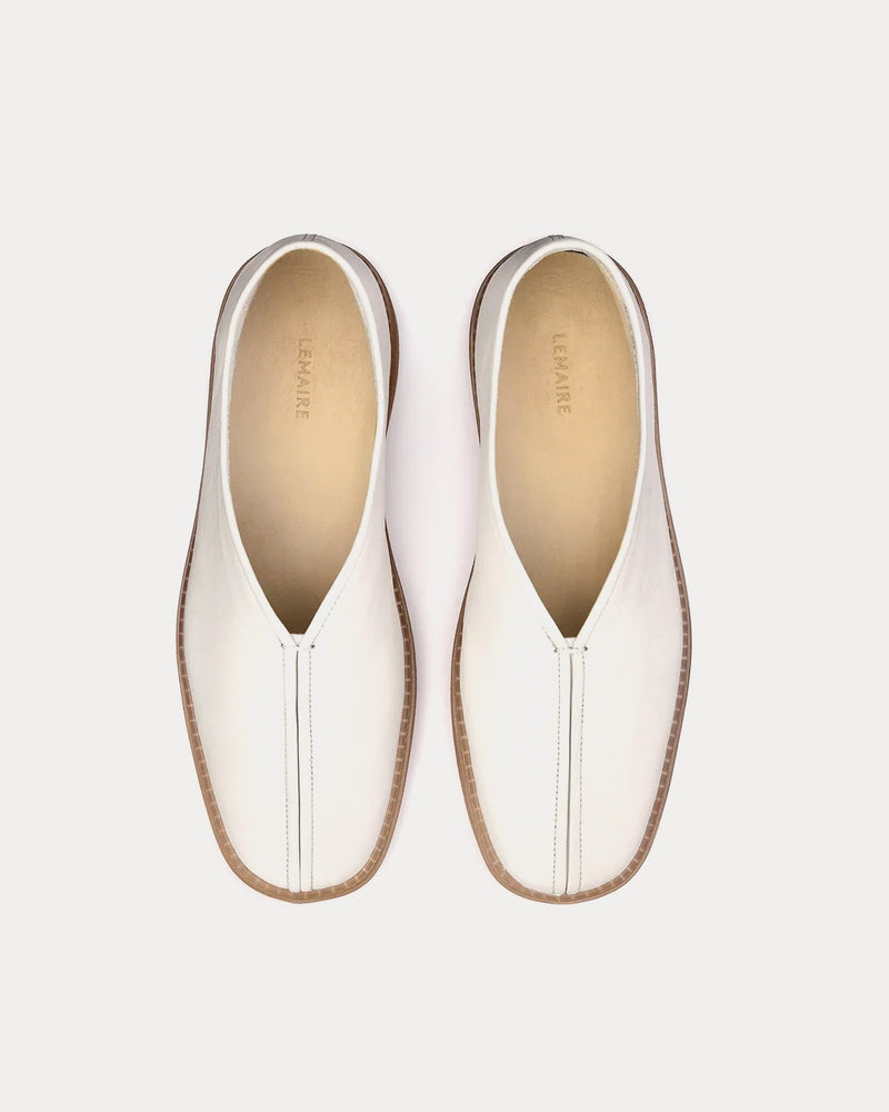 Lemaire Linoleum Piped Shiny Leather White Slip On Sneakers - 2