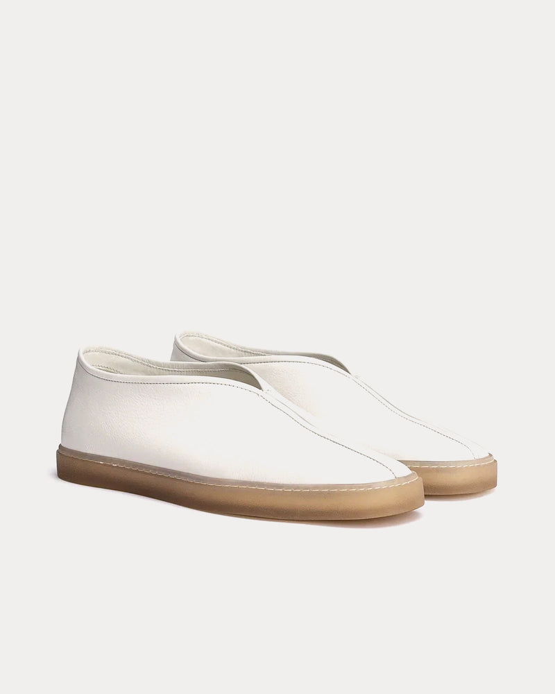 Lemaire Linoleum Piped Shiny Leather White Slip On Sneakers - 3