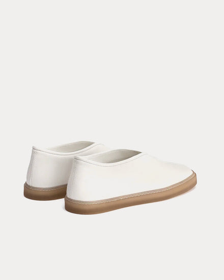 Lemaire Linoleum Piped Shiny Leather White Slip On Sneakers - 4