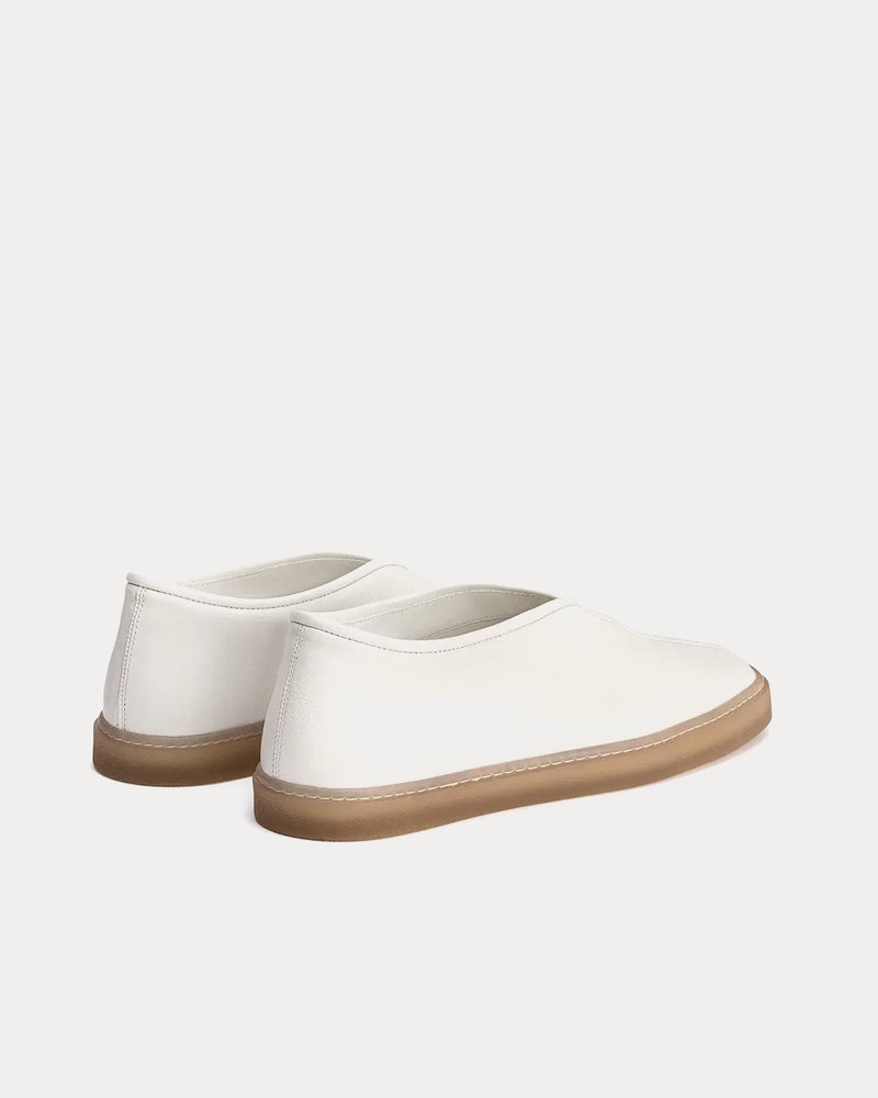 Lemaire Linoleum Piped Shiny Leather White Slip On Sneakers - 4