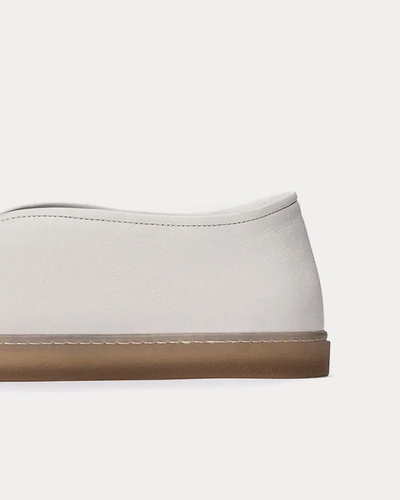 Lemaire Linoleum Piped Shiny Leather White Slip On Sneakers - 5