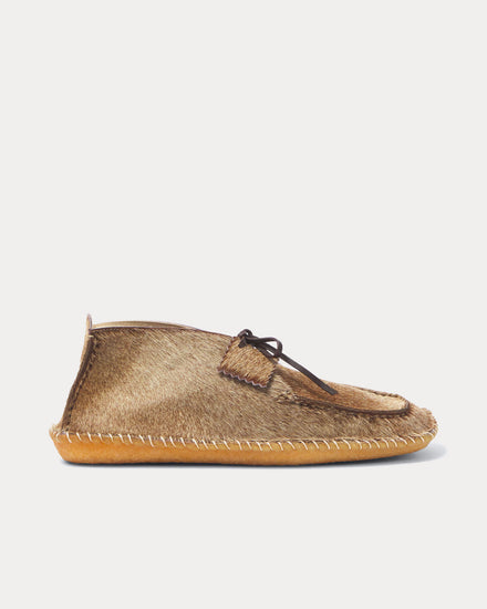 Lemaire Desert Moccasins Calf-Hair Beige Boots - 1