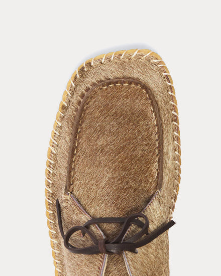 Lemaire Desert Moccasins Calf-Hair Beige Boots - 6