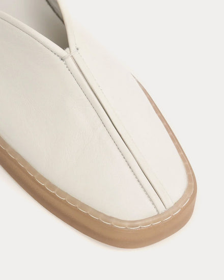 Lemaire Piped Soft Leather Clay White Slip On Sneakers - 3