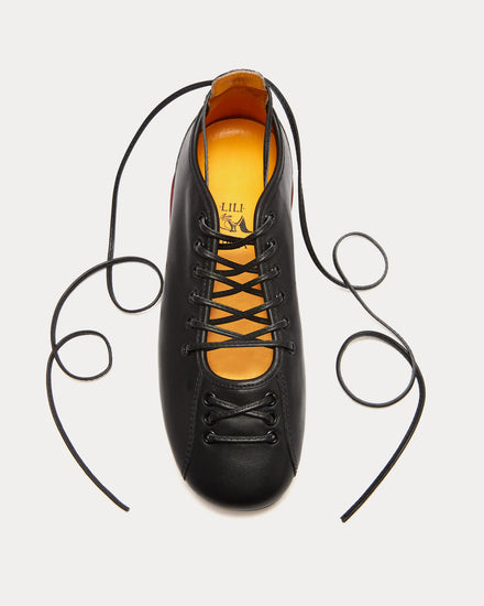 Lili Curia Isolde Ballet Leather Black Low Top Sneakers - 3