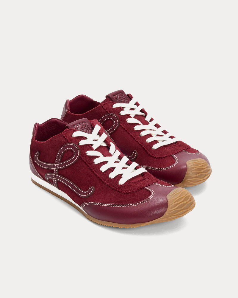 Loewe Ballet Runner 2.0 Unlined Burgundy Low Top Sneakers - 3