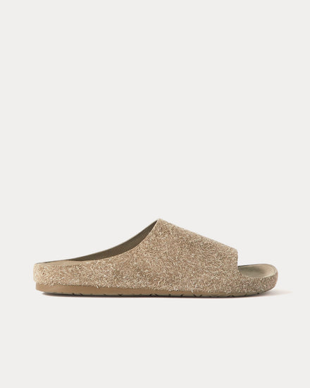 Loewe Lago Brushed Suede Khaki Green Sandals - 1