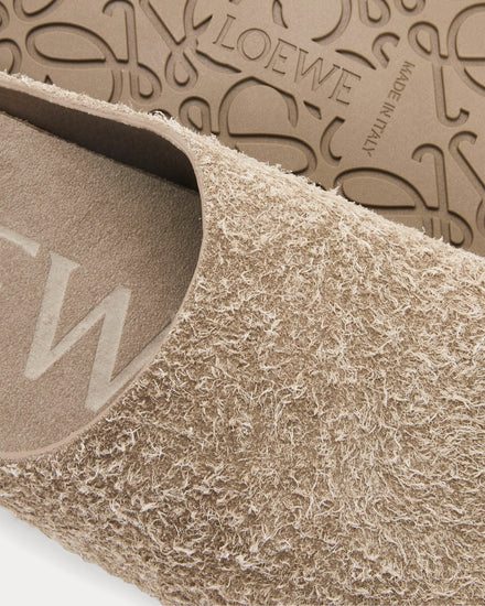 Loewe Lago Brushed Suede Khaki Green Sandals - 3