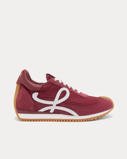 Loewe Flow Runner Nylon & Suede Burgundy Low Top Sneakers - 1