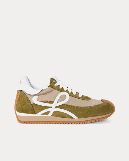 Loewe Flow Runner Nylon & Suede Linen / White Low Top Sneakers - 1