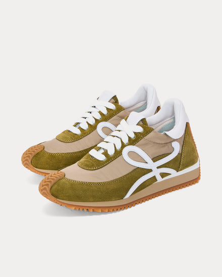 Loewe Flow Runner Nylon & Suede Linen / White Low Top Sneakers - 2