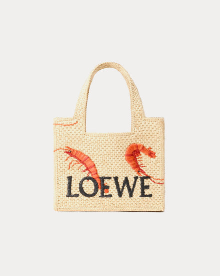 Loewe x Paula's Ibiza Mini LOEWE Font Raffia 'Shrimp' Tote Bag - 1
