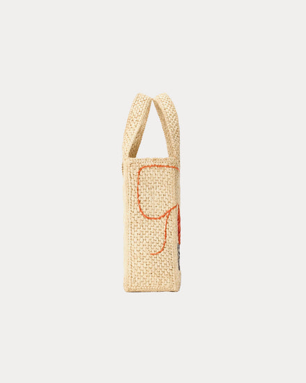 Loewe x Paula's Ibiza Mini LOEWE Font Raffia 'Shrimp' Tote Bag - 3