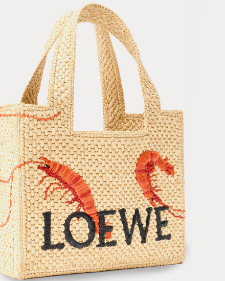 Loewe x Paula's Ibiza Mini LOEWE Font Raffia 'Shrimp' Tote Bag - 2