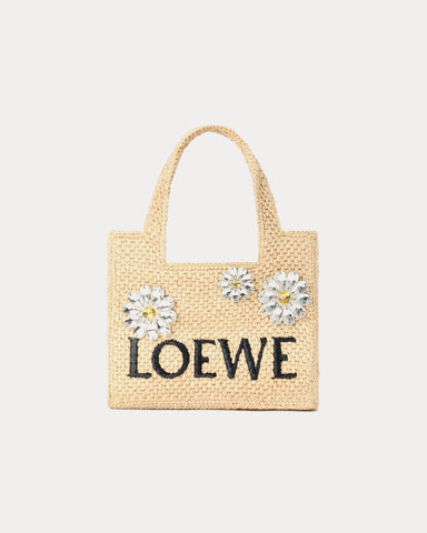 Loewe x Paula's Ibiza Mini LOEWE Font Raffia 'Daisy Gem' Tote Bag