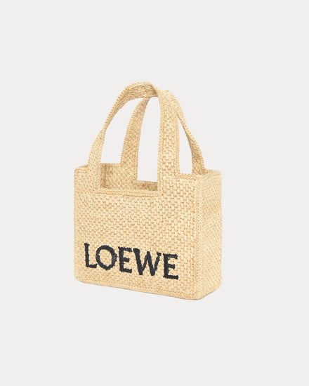 Loewe x Paula's Ibiza Mini LOEWE Font Raffia Natural Tote Bag - 2