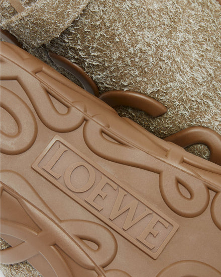 Loewe Rise Loafer Brushed Suede Khaki Green Slip Ons - 3