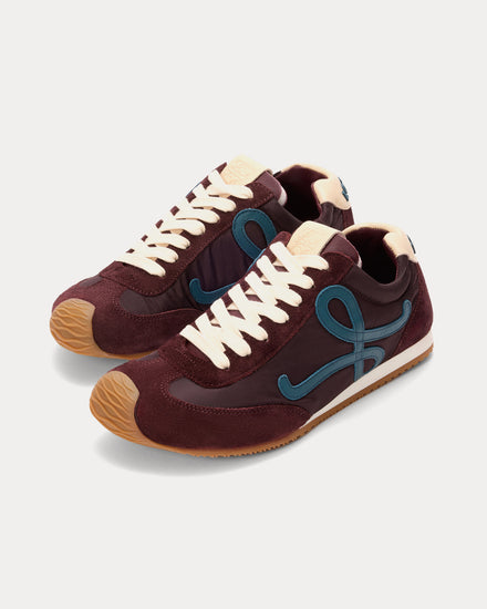 Loewe Ballet Runner 2.0 Nylon & Calfskin Burgundy / Duck Blue / Dough Low Top Sneakers - 2
