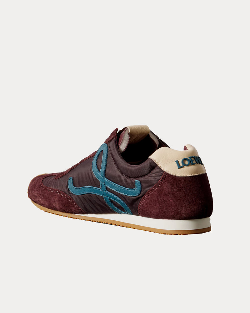 Loewe Ballet Runner 2.0 Nylon & Calfskin Burgundy / Duck Blue / Dough Low Top Sneakers - 3