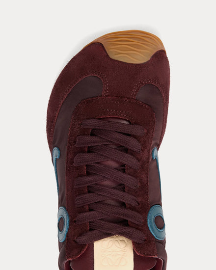 Loewe Ballet Runner 2.0 Nylon & Calfskin Burgundy / Duck Blue / Dough Low Top Sneakers - 4