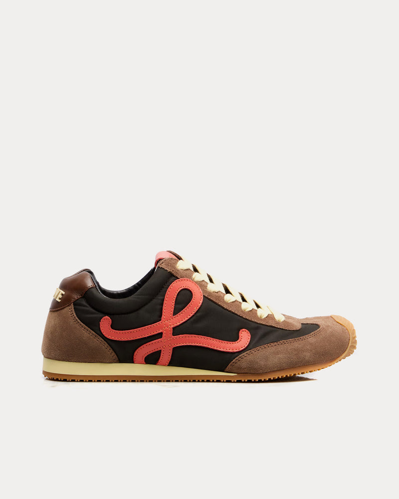 Loewe Ballet Runner 2.0 Nylon & Calfskin Chocolate / Coral / Yellow Low Top Sneakers - 1