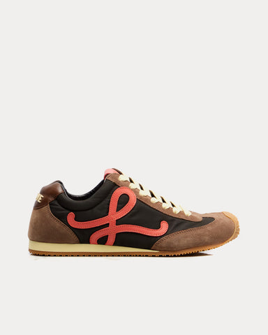 Loewe Ballet Runner 2.0 Nylon & Calfskin Chocolate / Coral / Yellow Low Top Sneakers