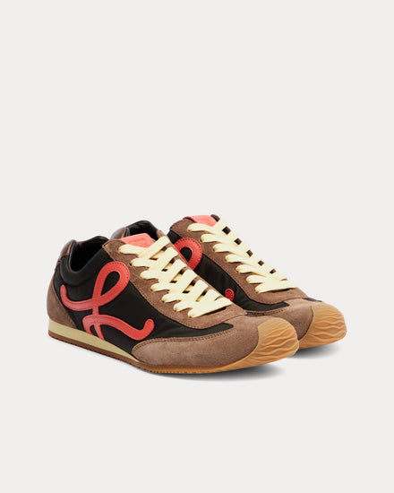 Loewe Ballet Runner 2.0 Nylon & Calfskin Chocolate / Coral / Yellow Low Top Sneakers - 2