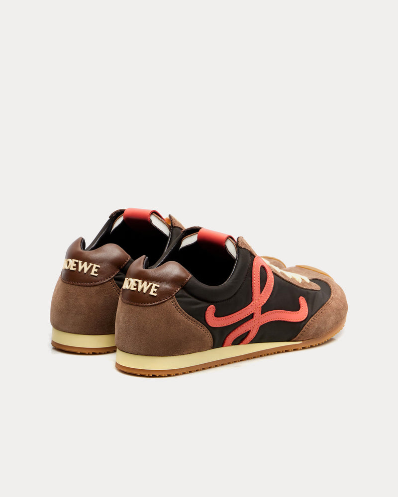 Loewe Ballet Runner 2.0 Nylon & Calfskin Chocolate / Coral / Yellow Low Top Sneakers - 3