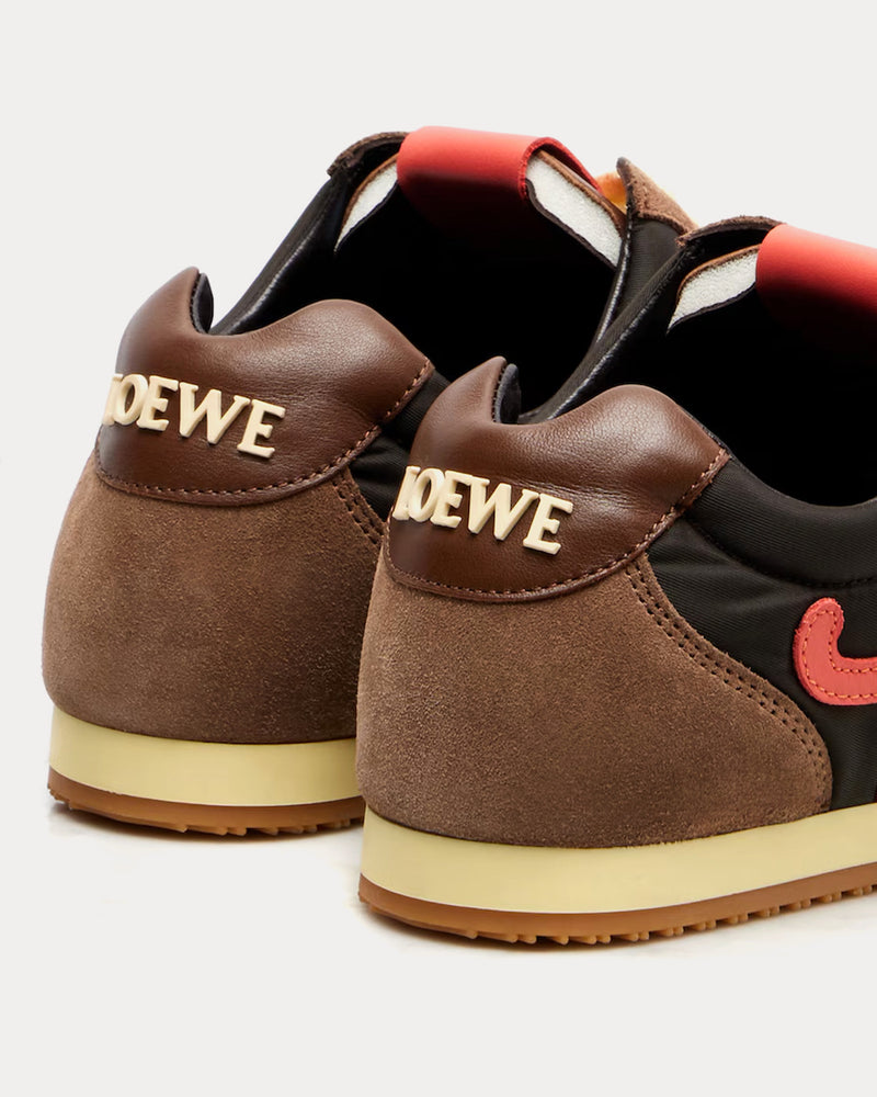 Loewe Ballet Runner 2.0 Nylon & Calfskin Chocolate / Coral / Yellow Low Top Sneakers - 4