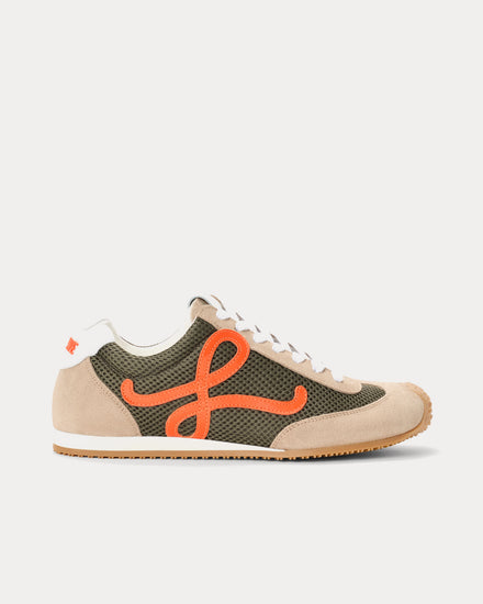 Loewe x Paula's Ibiza Ballet Runner 2.0 Suede & Mesh Khaki Green / Orange / Light Khaki Low Top Sneakers - 1