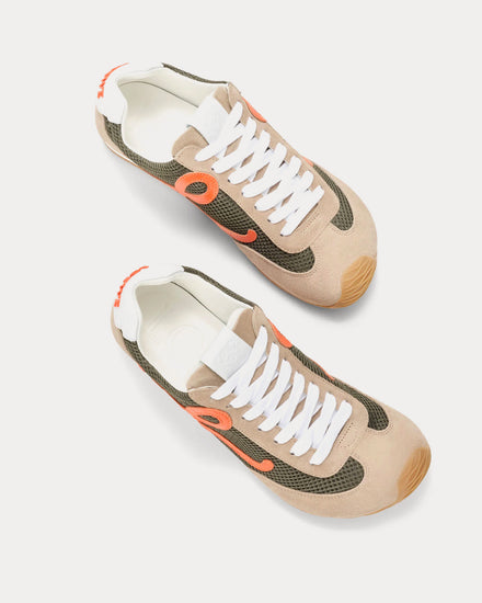 Loewe x Paula's Ibiza Ballet Runner 2.0 Suede & Mesh Khaki Green / Orange / Light Khaki Low Top Sneakers - 2
