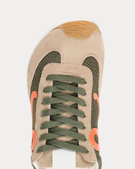 Loewe x Paula's Ibiza Ballet Runner 2.0 Suede & Mesh Khaki Green / Orange / Light Khaki Low Top Sneakers - 4