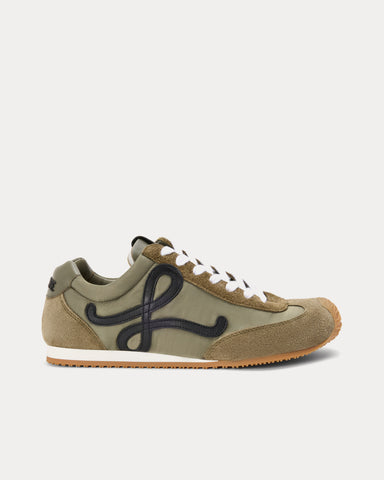 Loewe Ballet Runner 2.0 Nylon & Calfskin Light Khaki / Black / White Low Top Sneakers